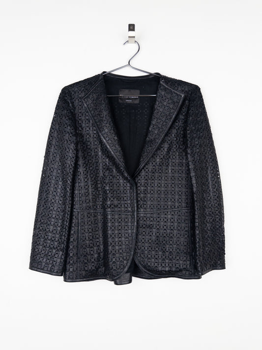 Armani 2000s Laser Cut Out Leather Blazer Jacket