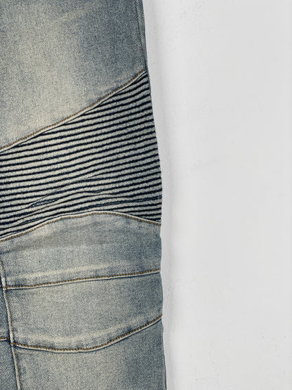 Balmain Lightwash Biker Denim Jeans