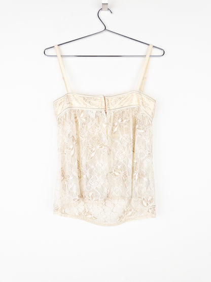 Dolce & Gabbana 2000s Gold-Colored Lace Butterfly Bustier Top