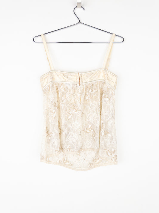 Dolce & Gabbana 2000s Gold-Colored Lace Butterfly Bustier Top