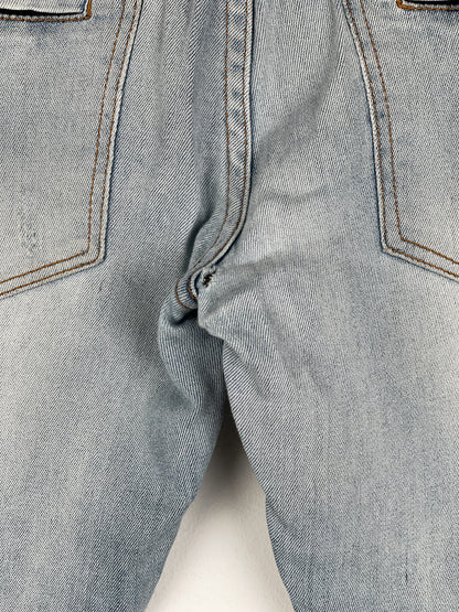 Balmain Light-Wash Distressed Biker Denim Jeans