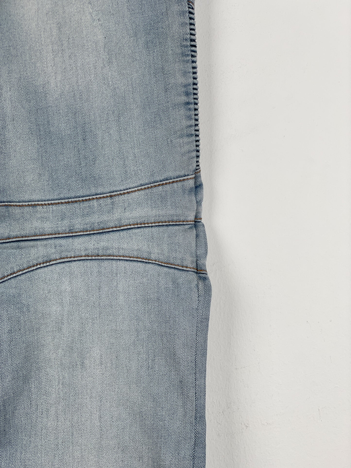 Balmain Light-Wash Distressed Biker Denim Jeans