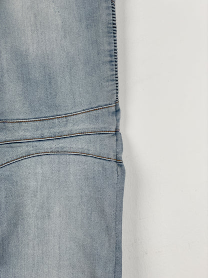 Balmain Light-Wash Distressed Biker Denim Jeans