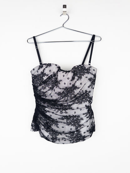Dolce & Gabbana 2000s Floral Lace Bustier Top