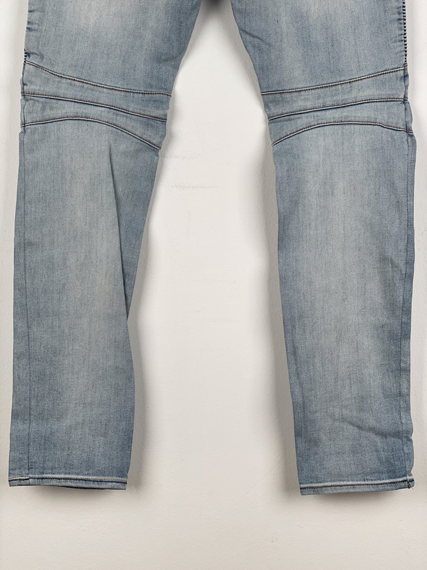 Balmain Light-Wash Distressed Biker Denim Jeans