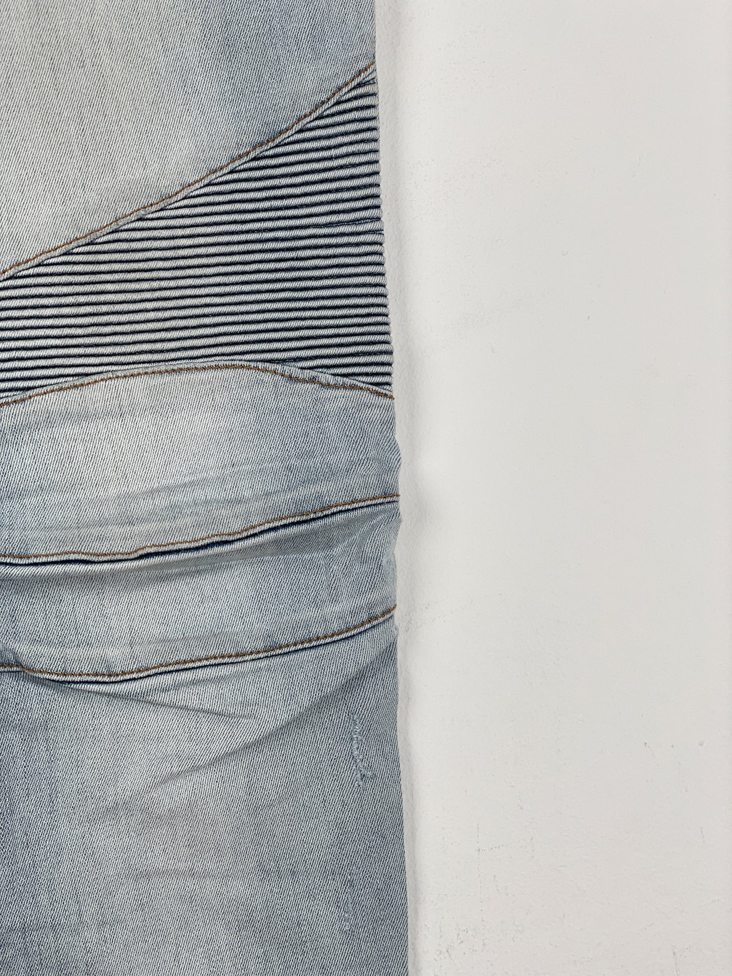 Balmain Light-Wash Distressed Biker Denim Jeans