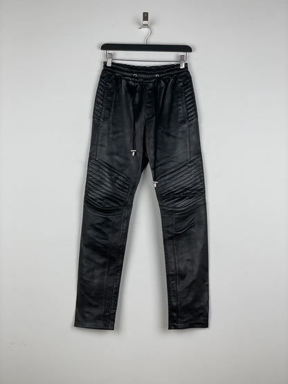 Balmain Leather Biker Jogger Pants