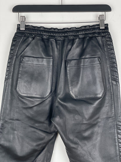 Balmain Leather Biker Jogger Pants