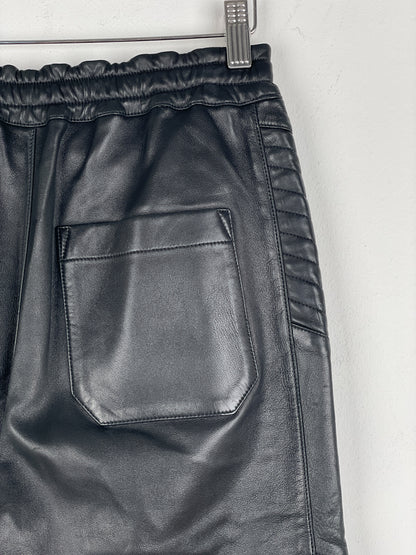 Balmain Leather Biker Jogger Pants
