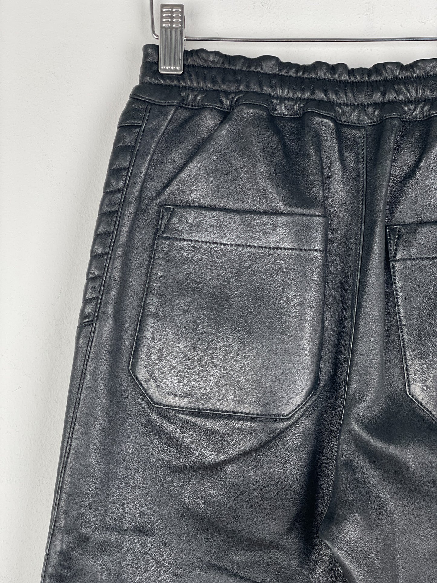 Balmain Leather Biker Jogger Pants