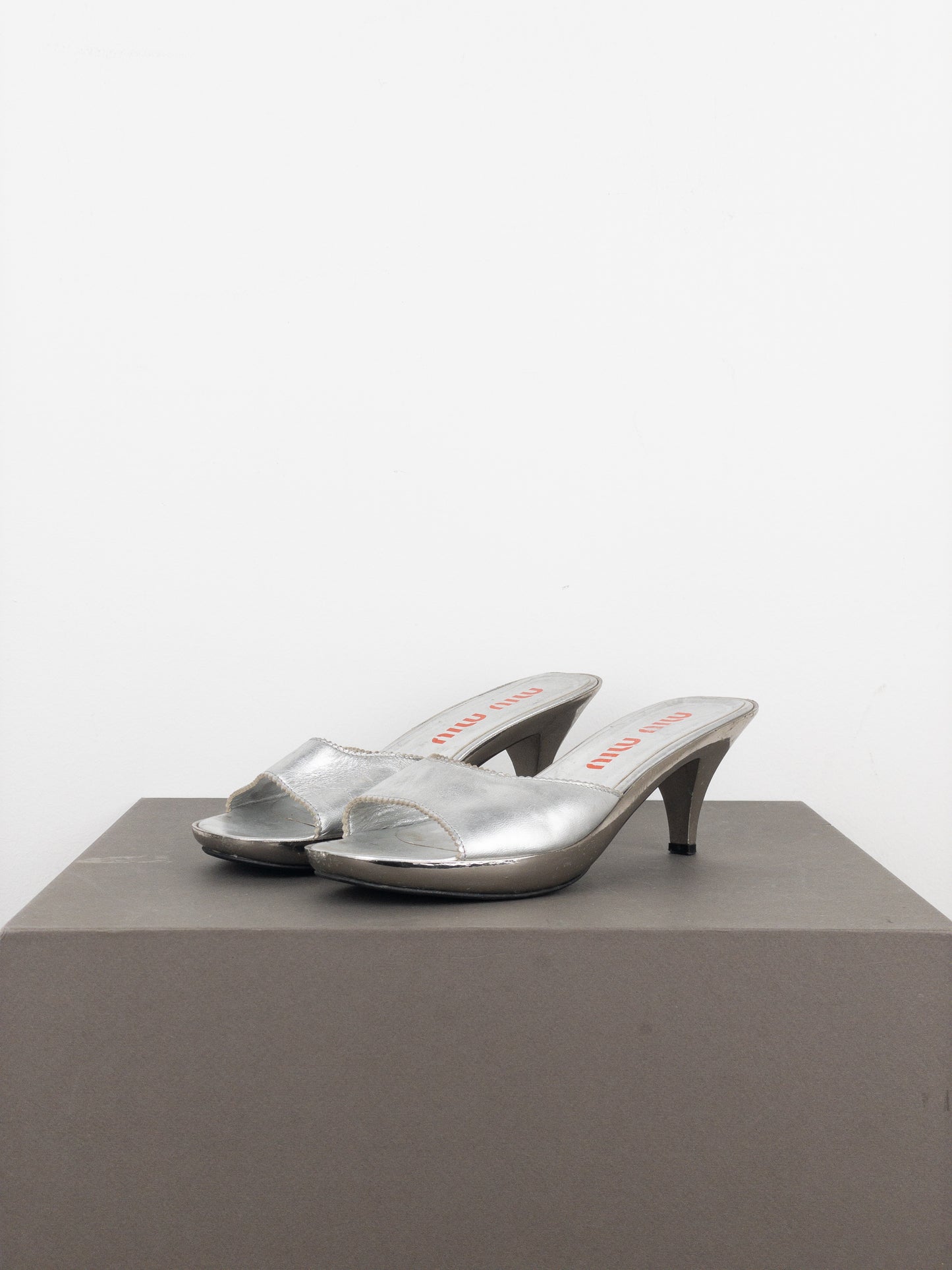 Miu Miu AW99 Metal Peep Toe Mule Heels