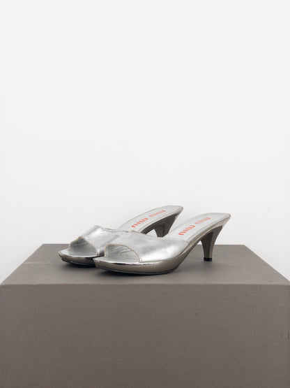 Miu Miu AW99 Metal Peep Toe Mule Heels