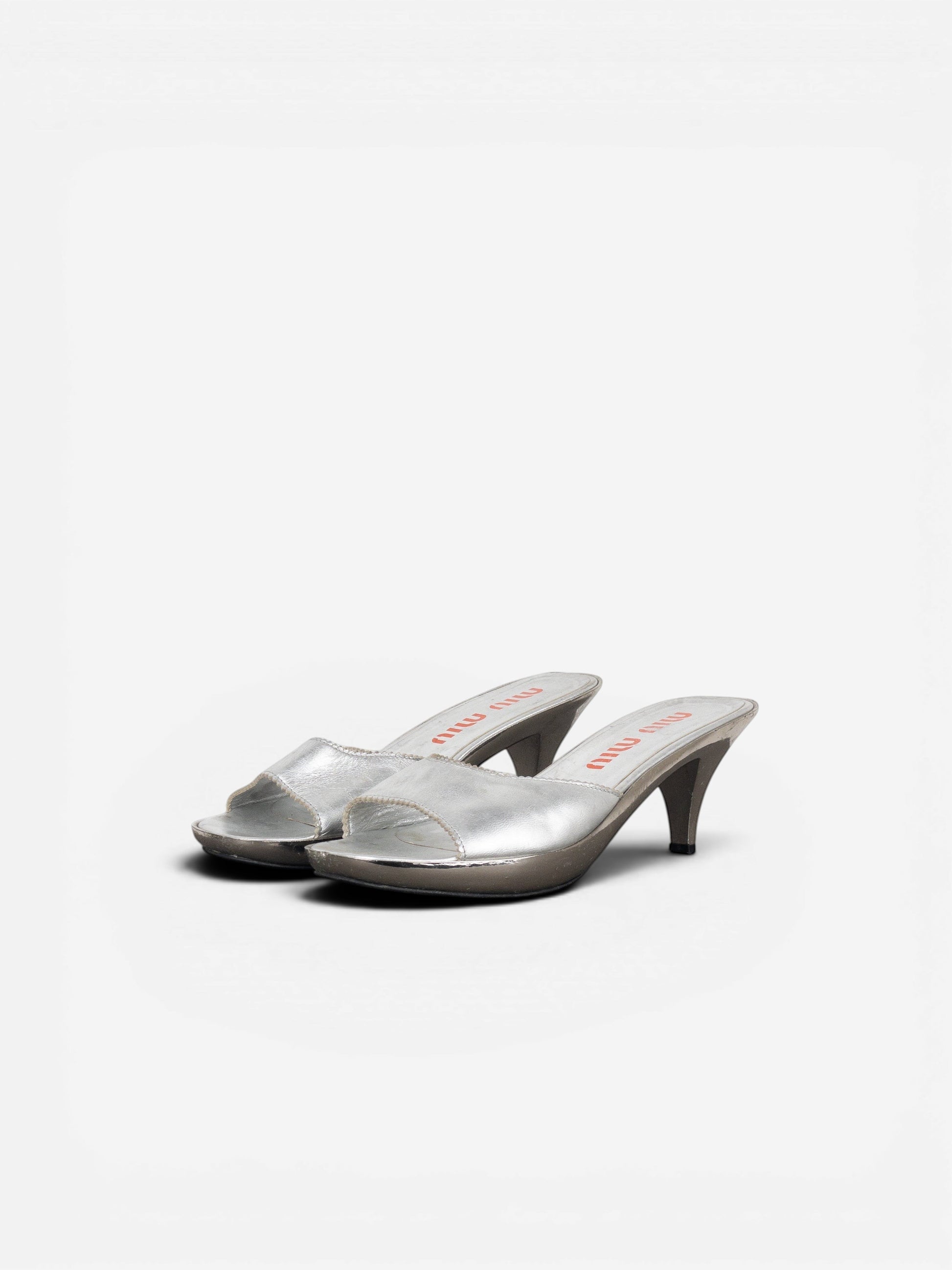 Miu Miu AW99 Metal Peep Toe Mule Heels