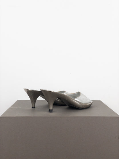 Miu Miu AW99 Metal Peep Toe Mule Heels