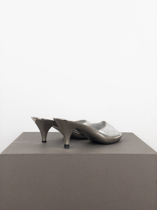 Miu Miu AW99 Metal Peep Toe Mule Heels