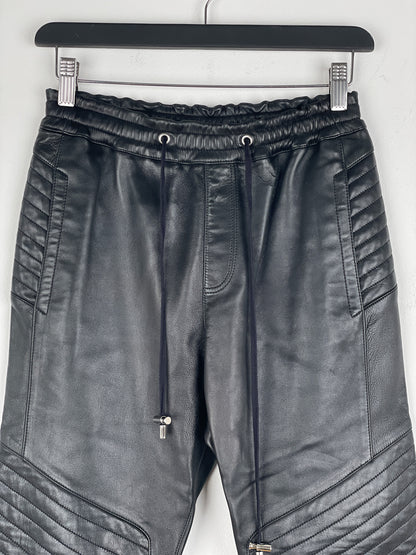 Balmain Leather Biker Jogger Pants