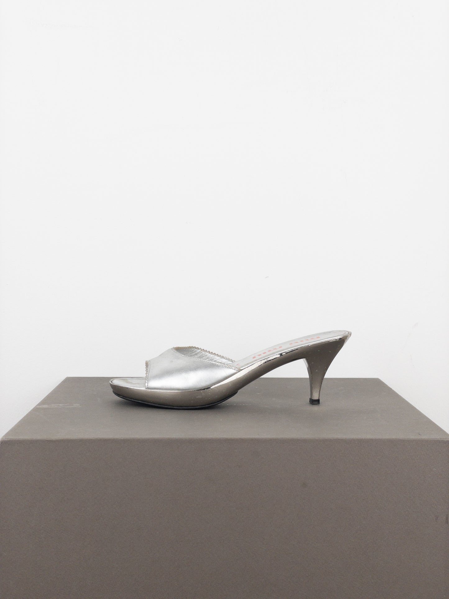 Miu Miu AW99 Metal Peep Toe Mule Heels