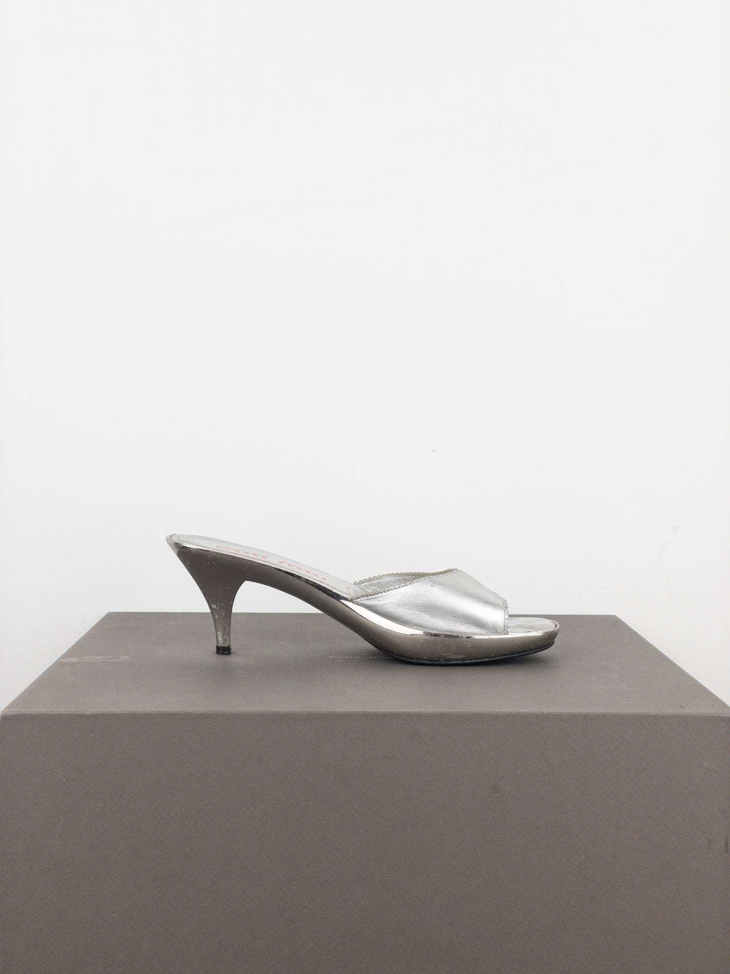 Miu Miu AW99 Metal Peep Toe Mule Heels