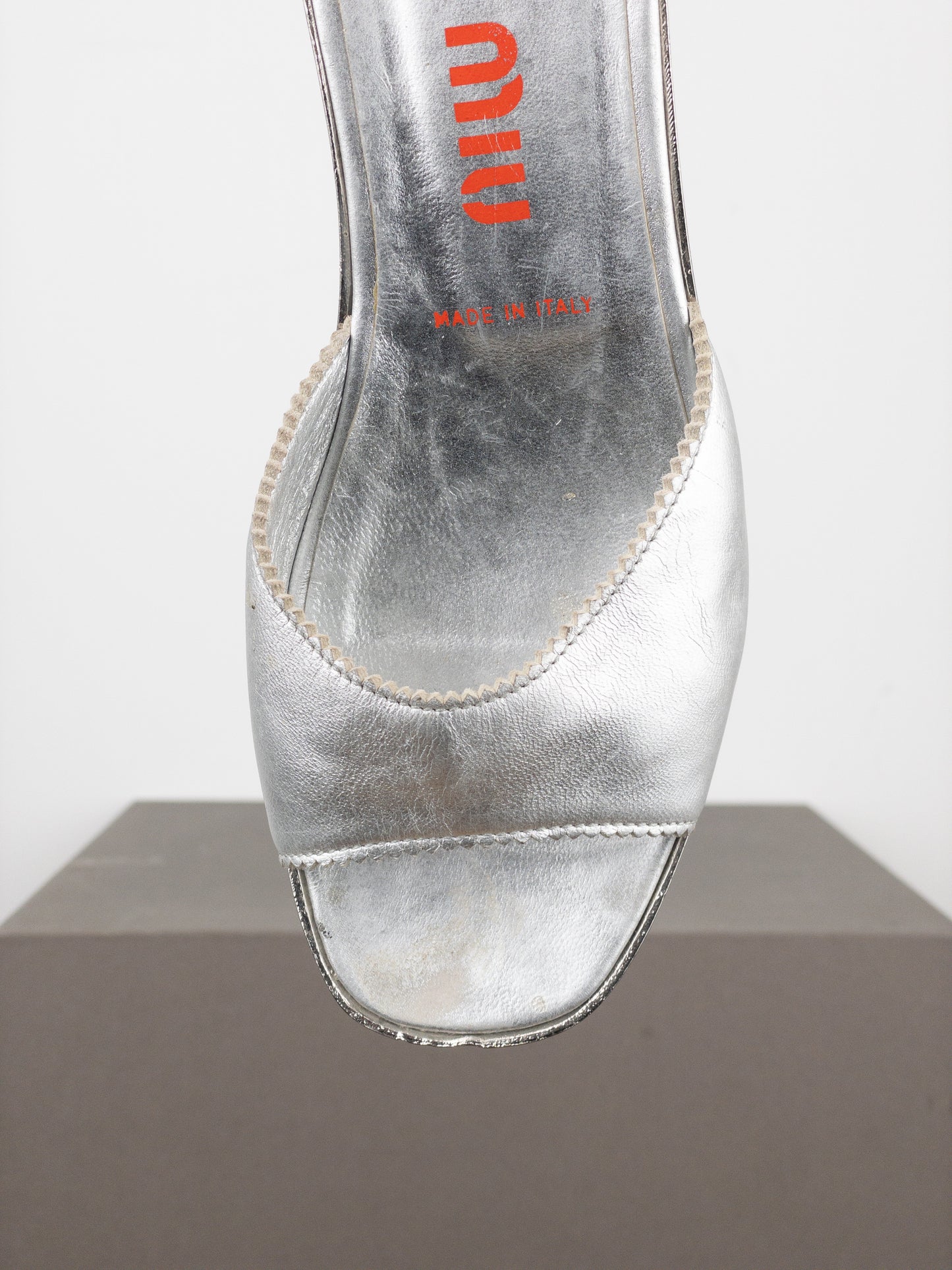 Miu Miu AW99 Metal Peep Toe Mule Heels