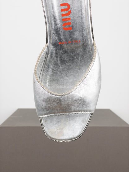 Miu Miu AW99 Metal Peep Toe Mule Heels