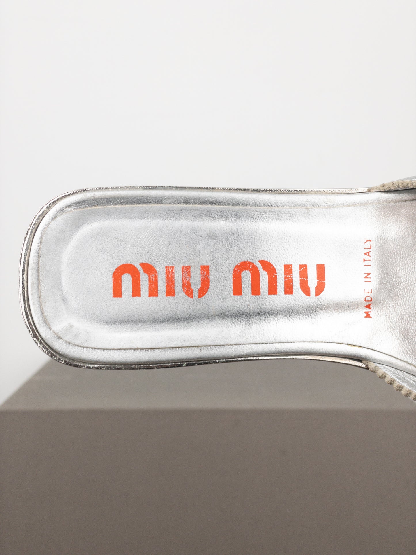 Miu Miu AW99 Metal Peep Toe Mule Heels