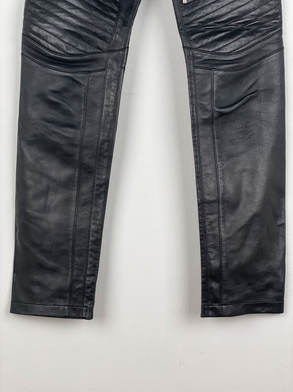 Balmain Leather Biker Jogger Pants