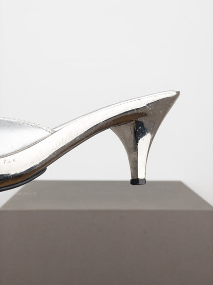 Miu Miu AW99 Metal Peep Toe Mule Heels