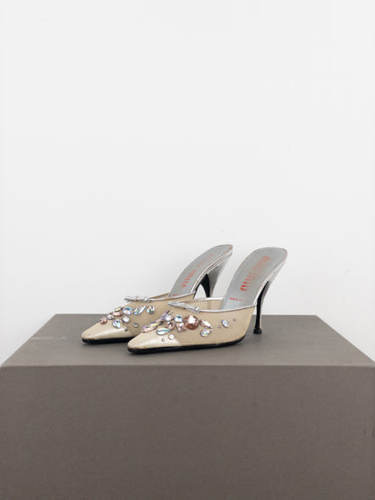 Miu Miu SS99 Sheer Gem Mule Heels