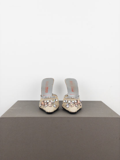 Miu Miu SS99 Sheer Gem Mule Heels
