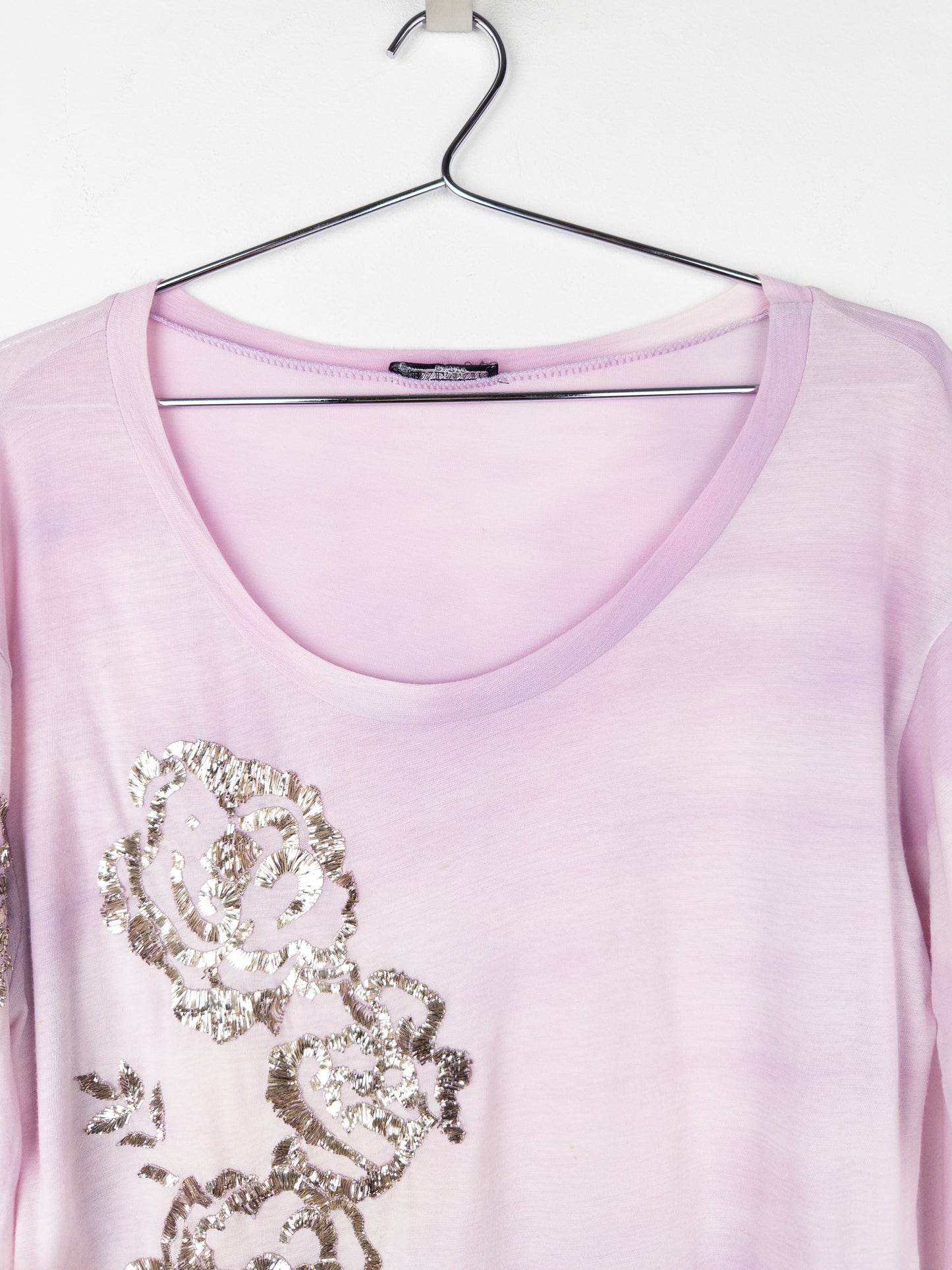 Balmain by Decarnin 2010s ¾-Sleeve Metal Thread Floral Embroidery Top