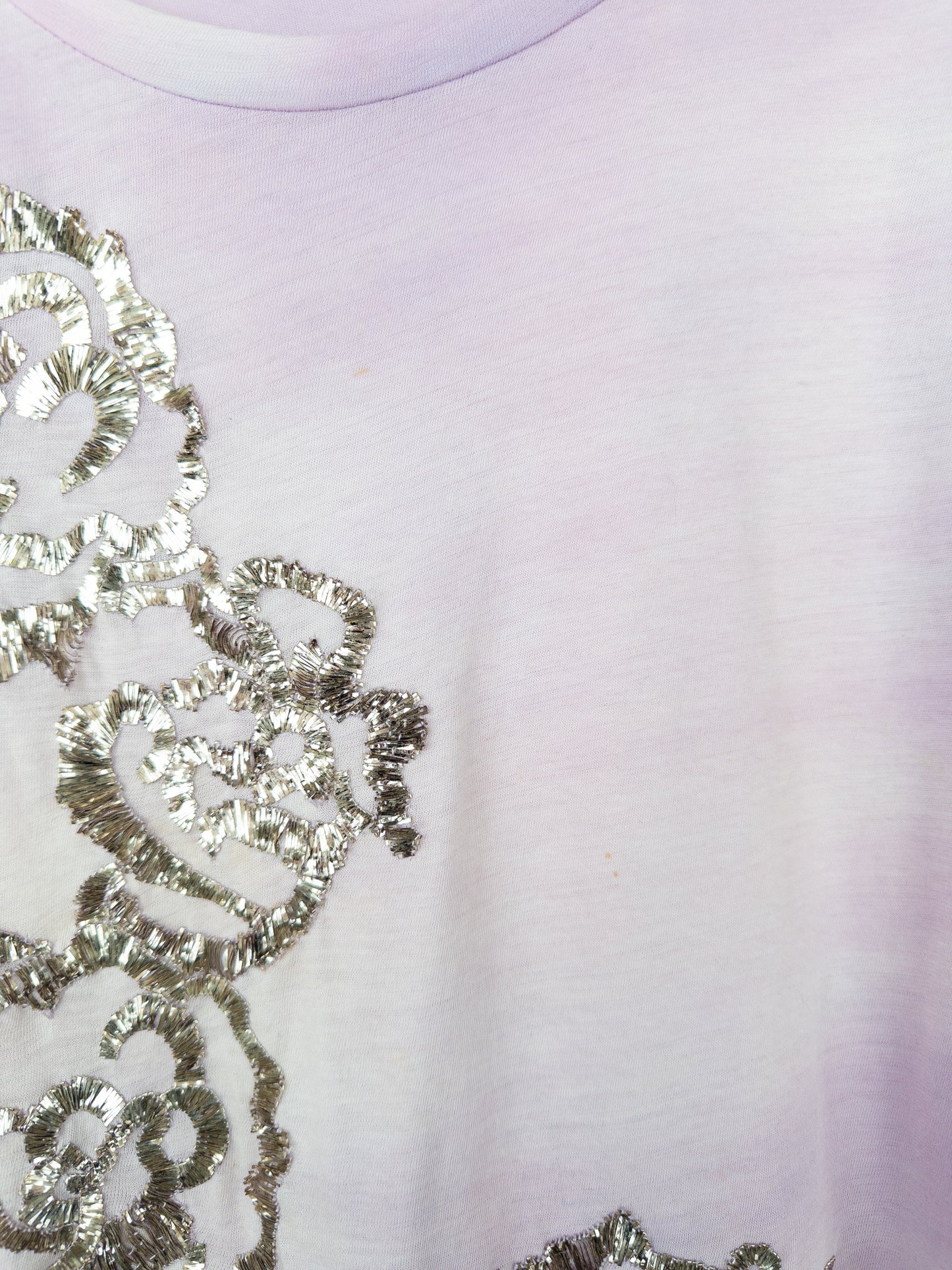 Balmain by Decarnin 2010s ¾-Sleeve Metal Thread Floral Embroidery Top