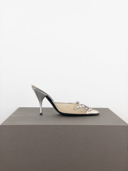 Miu Miu SS99 Sheer Gem Mule Heels