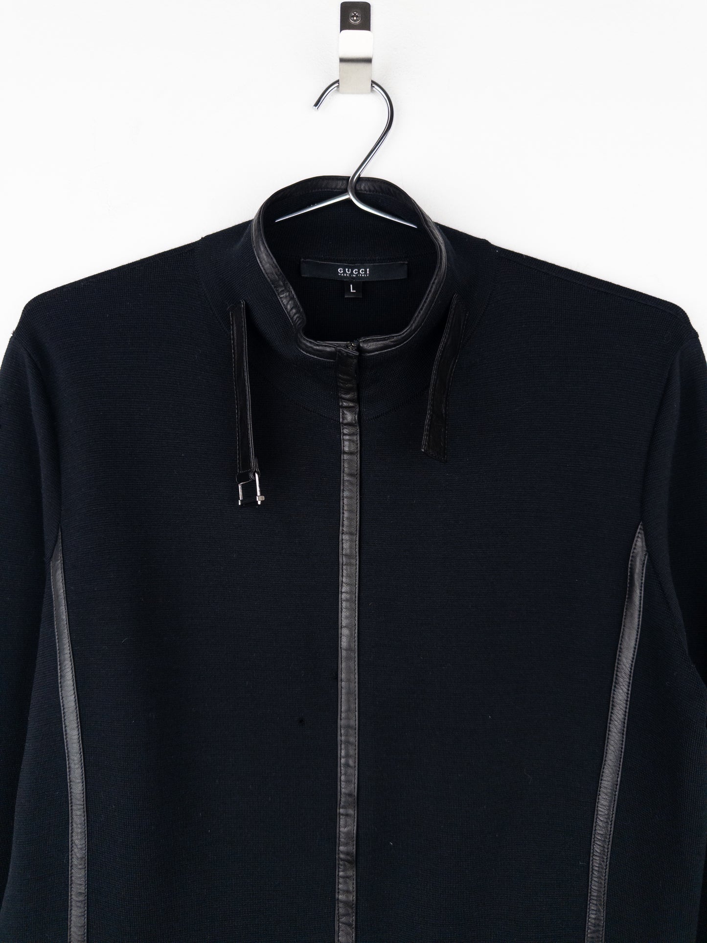 Gucci by Tom Ford AW00 Leather-Trimmed Knit Biker Jacket