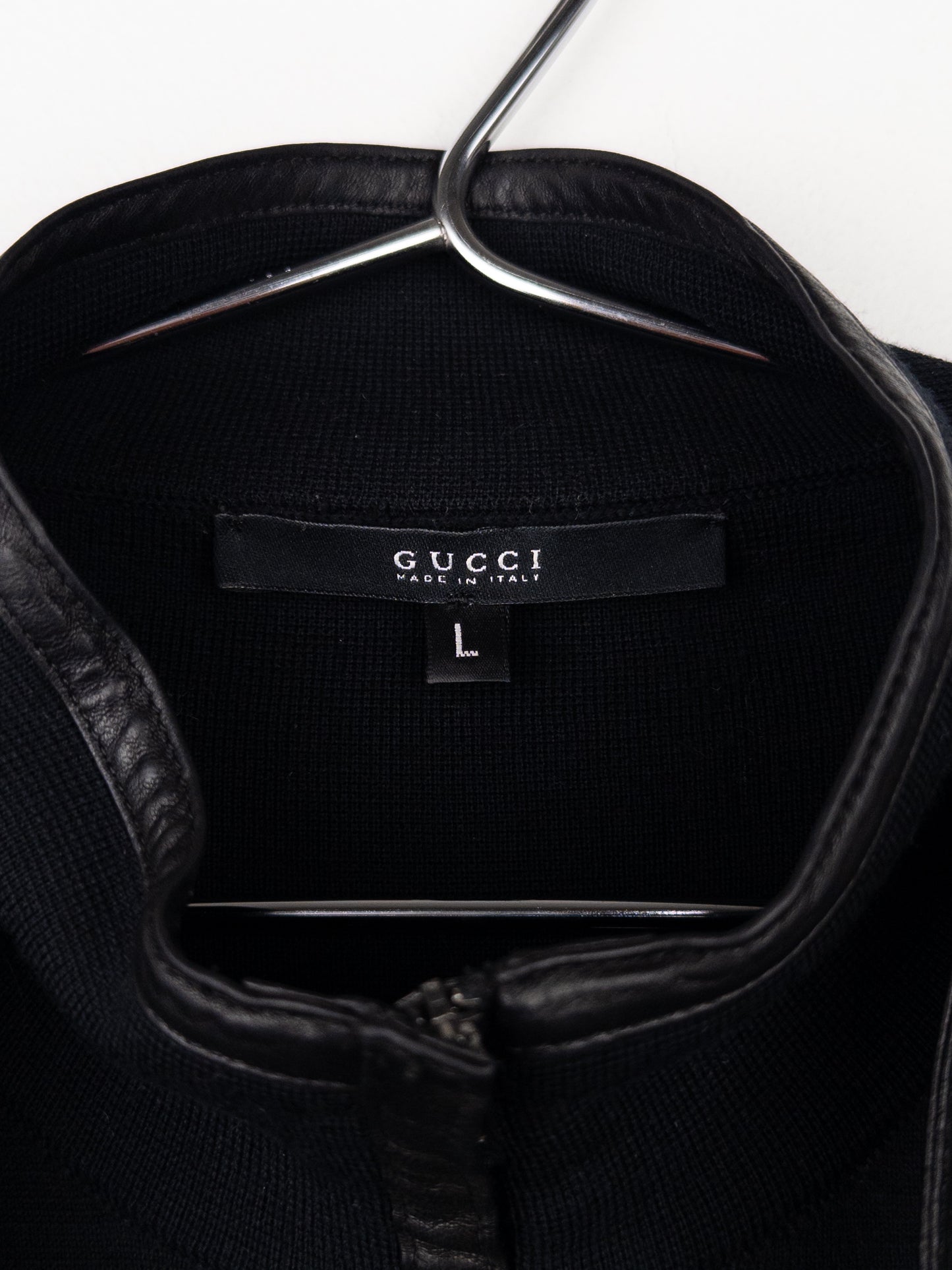 Gucci by Tom Ford AW00 Leather-Trimmed Knit Biker Jacket