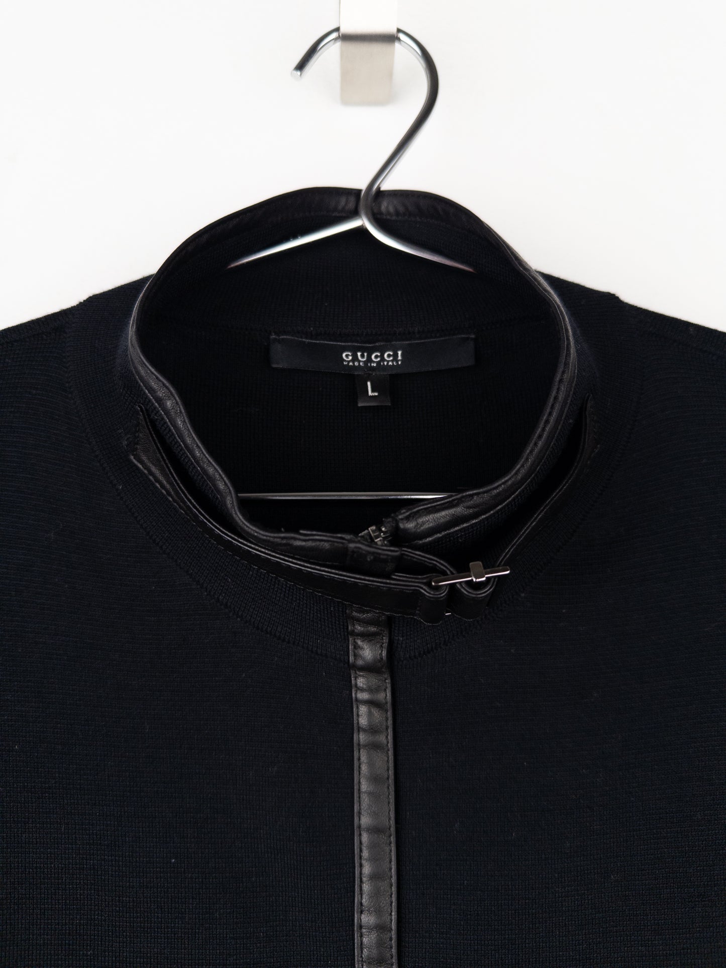 Gucci by Tom Ford AW00 Leather-Trimmed Knit Biker Jacket