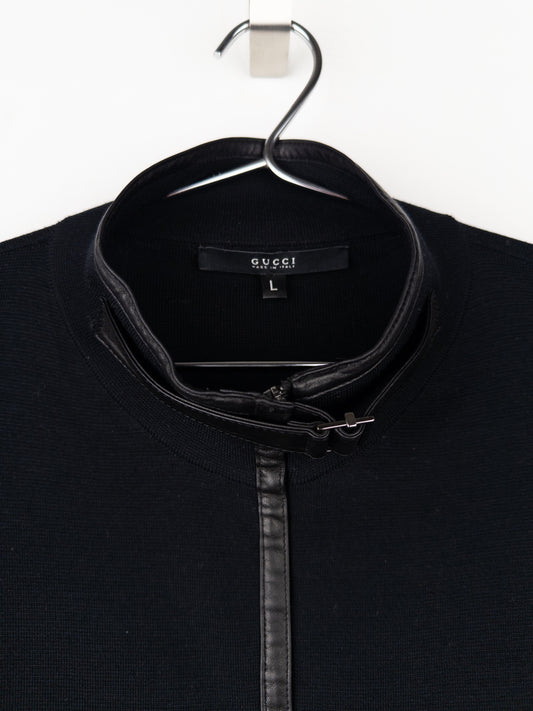 Gucci by Tom Ford AW00 Leather-Trimmed Knit Biker Jacket – photo 4