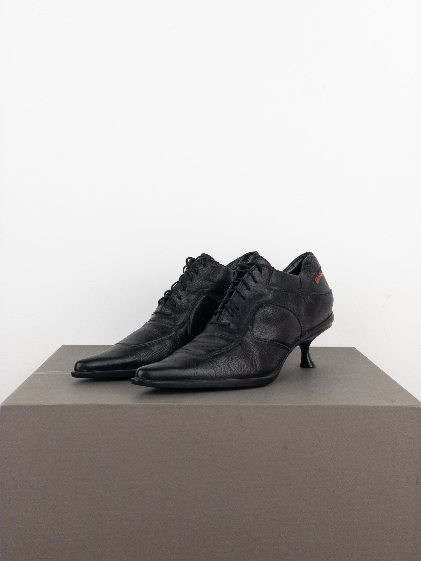 Miu Miu AW99 Kitten Heel Biker Moto Shoes
