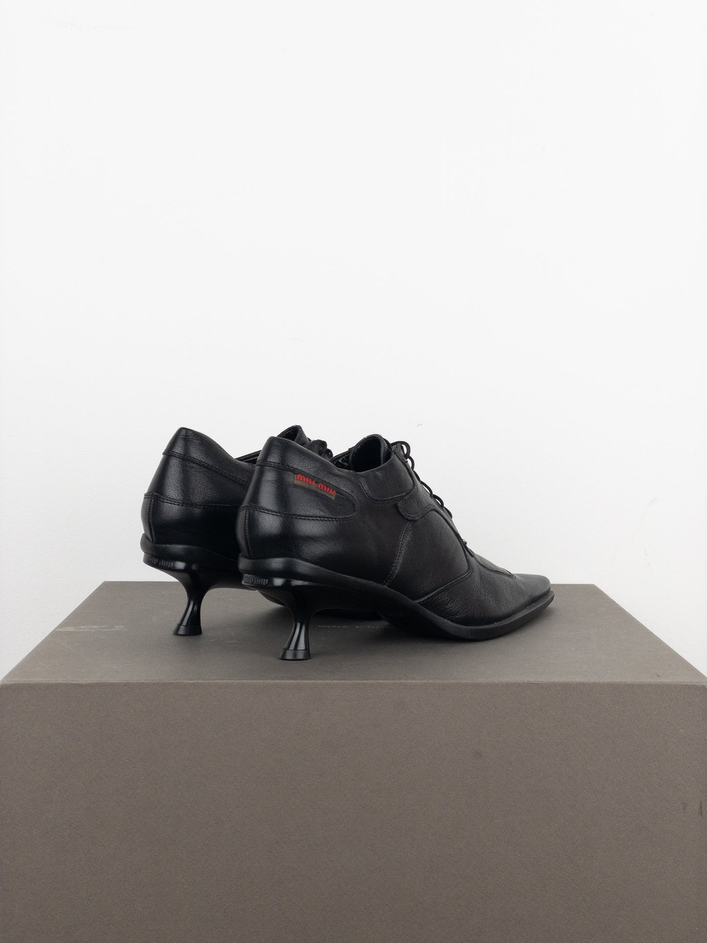 Miu Miu AW99 Kitten Heel Biker Moto Shoes