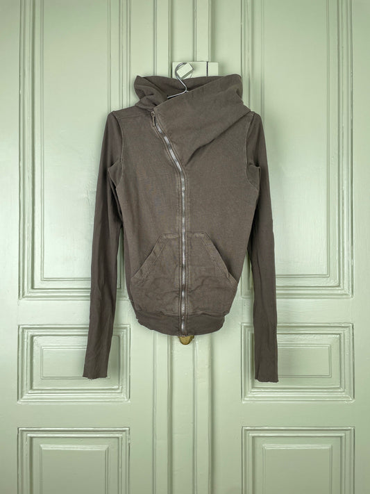 Rick Owens DRKSHDW SS18 "Dirt" Ribbed Sleeve Mountain Zip-Up Hoodie