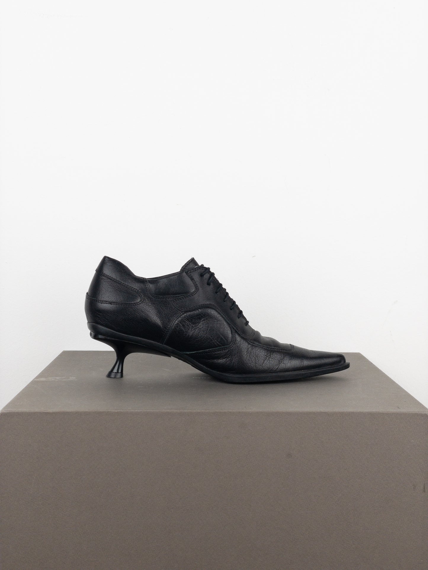 Miu Miu AW99 Kitten Heel Biker Moto Shoes