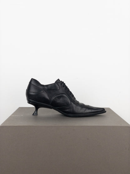 Miu Miu AW99 Kitten Heel Biker Moto Shoes
