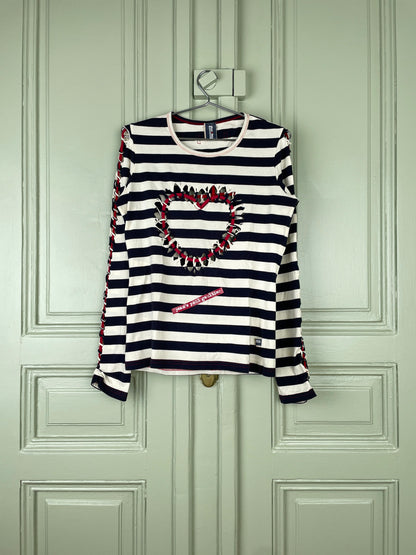 Jean Paul Gaultier 90s Sailor-Striped Heart&Anchor Cutout Longsleeve Shirt