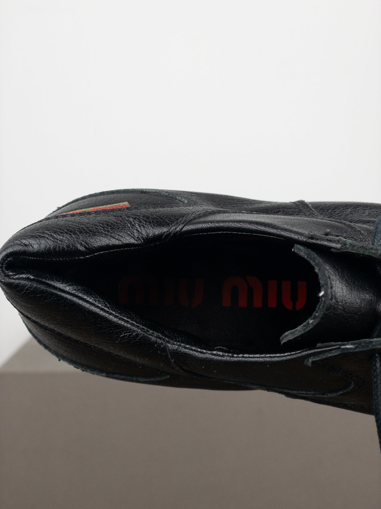 Miu Miu AW99 Kitten Heel Biker Moto Shoes