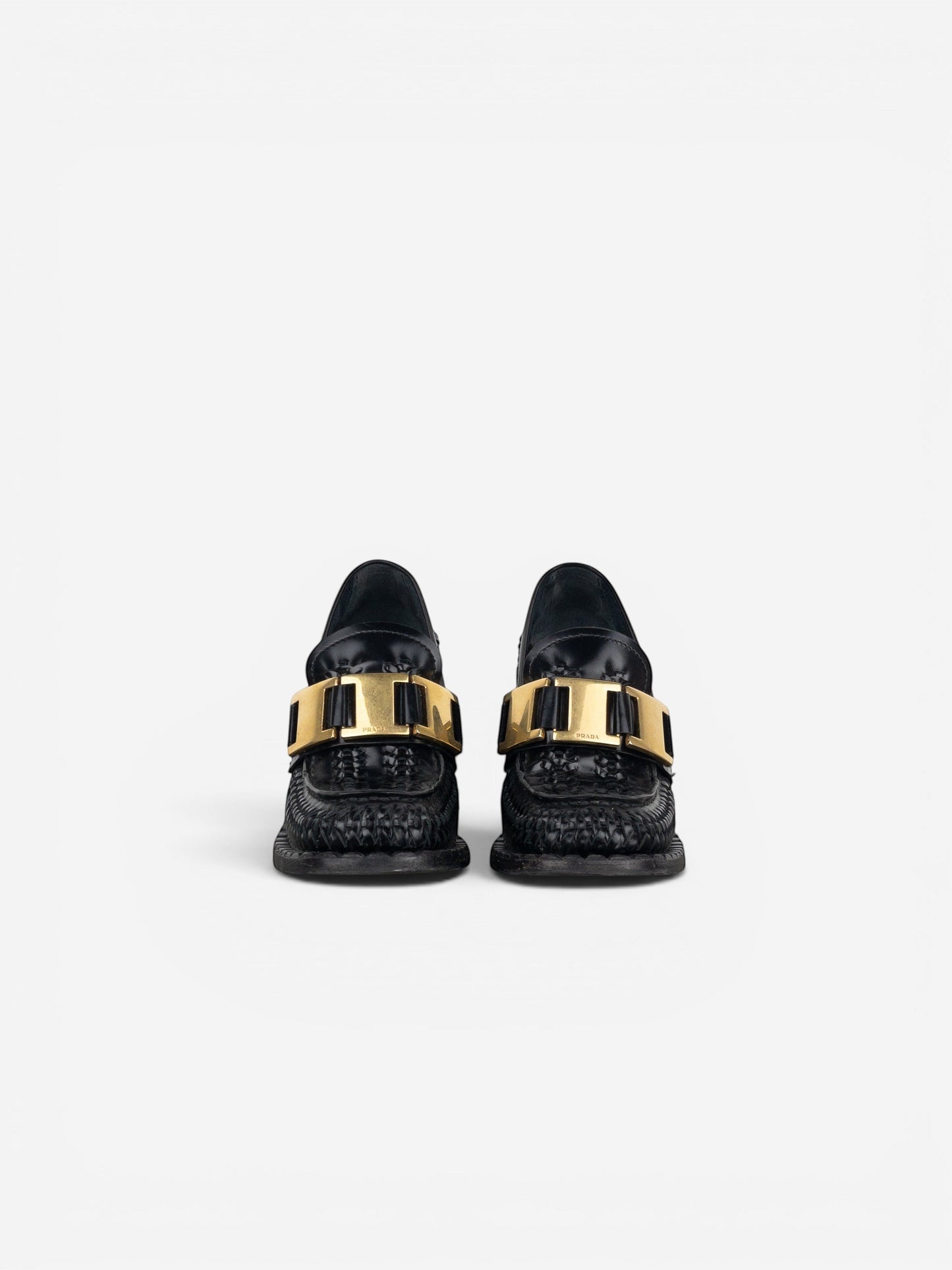 Prada Square Toe Buckle Loafer Pump Heels – photo 5