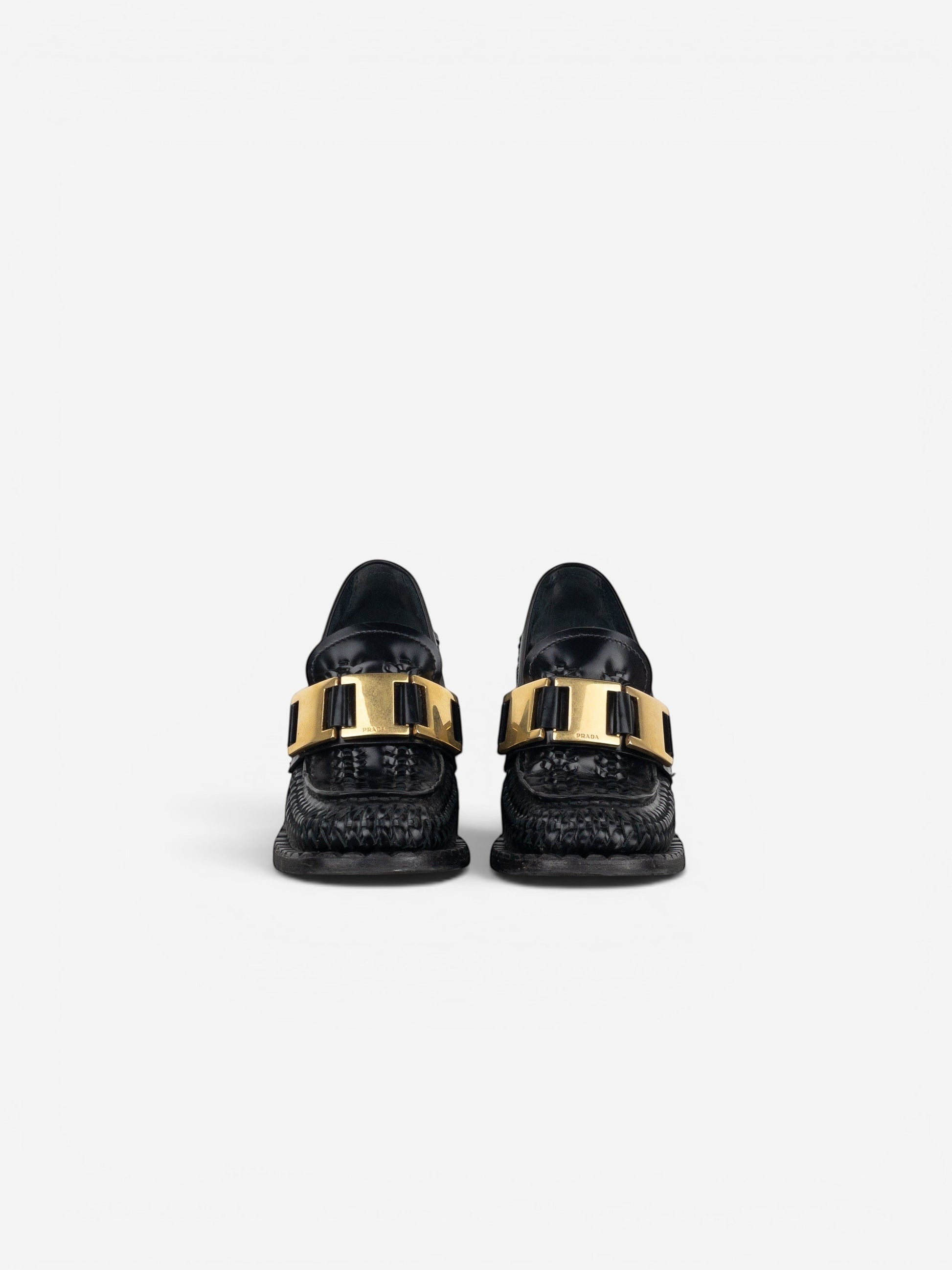 Prada Square Toe Buckle Loafer Pump Heels – photo 5