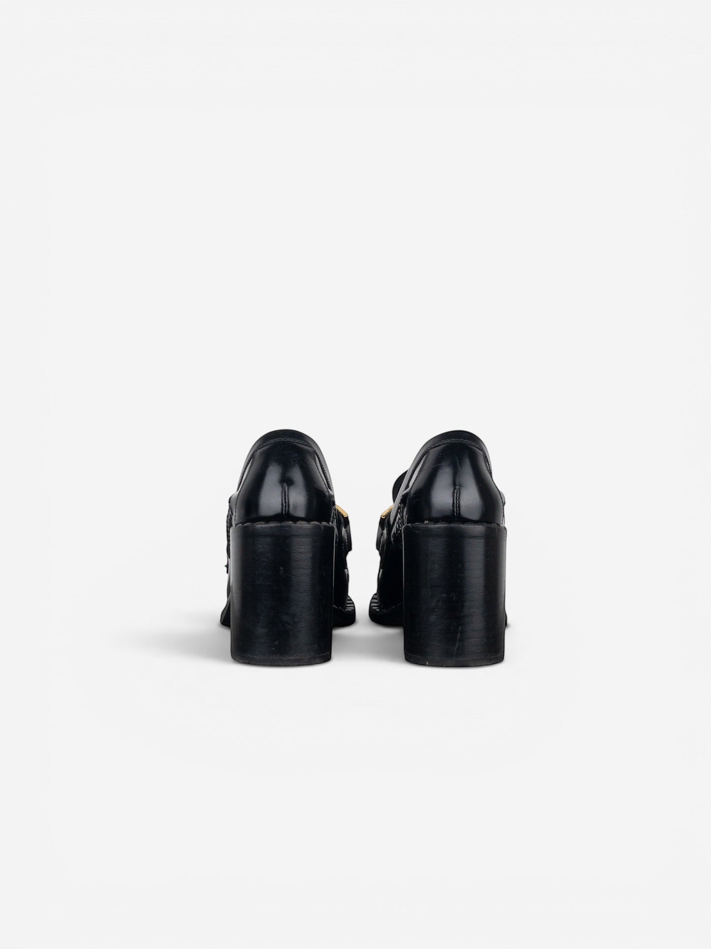 Prada Square Toe Buckle Loafer Pump Heels – photo 6