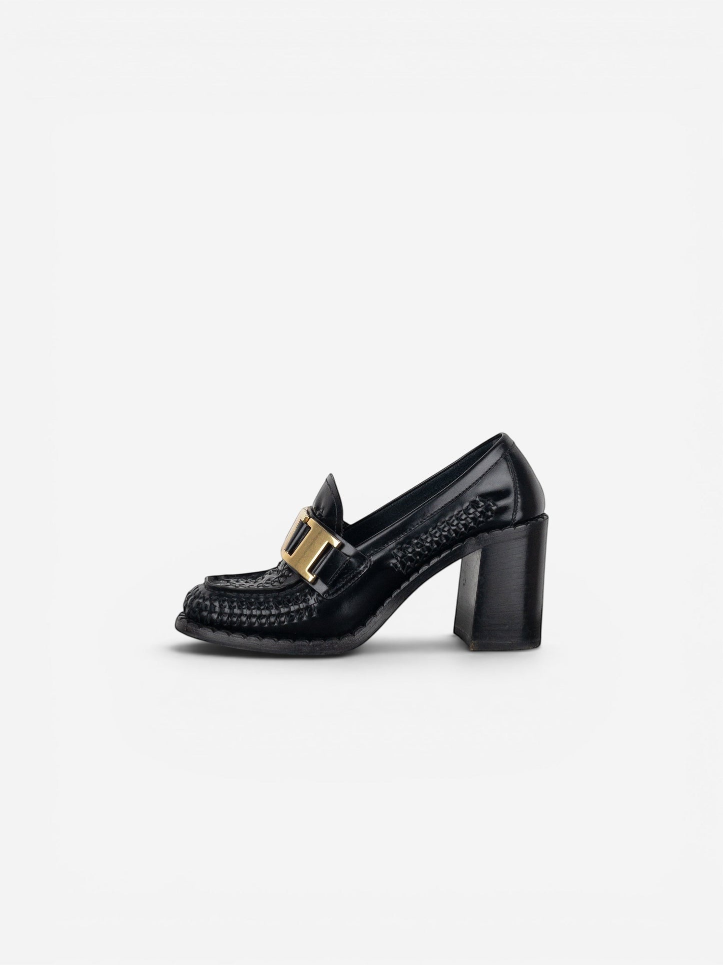 Prada Square Toe Buckle Loafer Pump Heels – photo 3