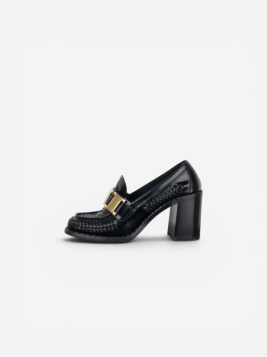 Prada Square Toe Buckle Loafer Pump Heels – photo 3