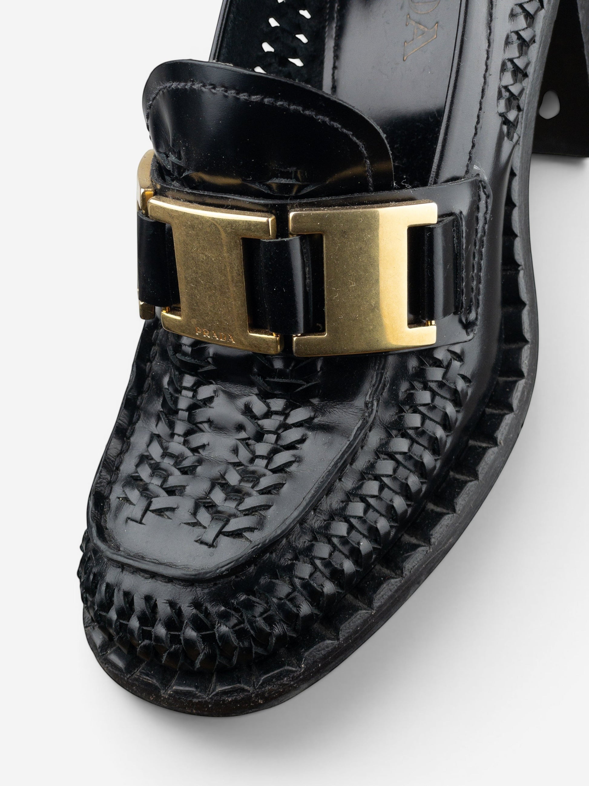 Prada Square Toe Buckle Loafer Pump Heels – photo 7