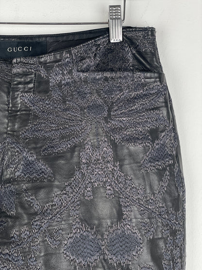 Gucci by Tom Ford SS00 Embroidered Leather Biker Pants